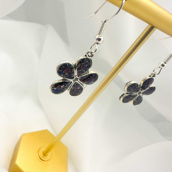 Boucles d'oreilles fleurs -Paillettes violettes