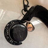 Moon Wish Bagcharm/Keychain - Handmade Rotating Moon Wish & Flowers