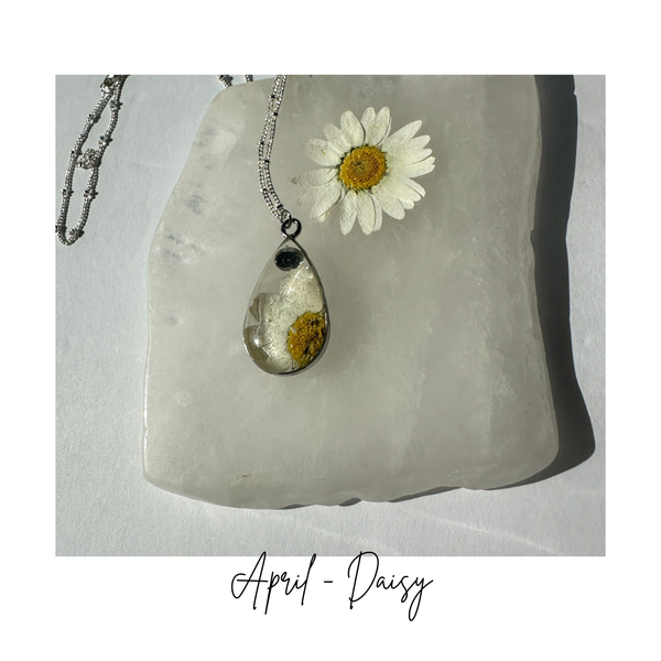 Birth Month Flower Necklace - Custom Order - Pressed Flower Pendant