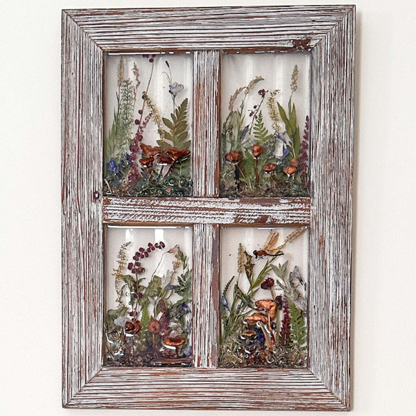 Meadow Sentinel | Large 15" Resin Window with Dragonfly & Bluebells