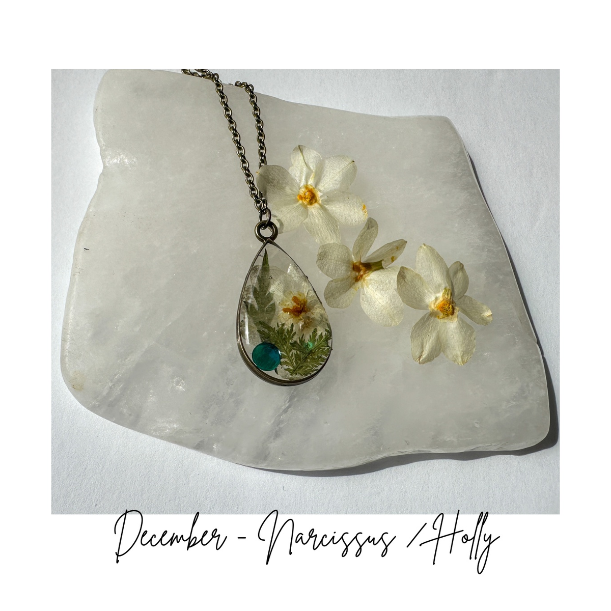 Birth Month Flower Necklace - Custom Order - Pressed Flower Pendant