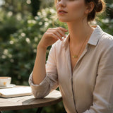 Handmade Gold Mountain Pendant Necklace with Northern Lights