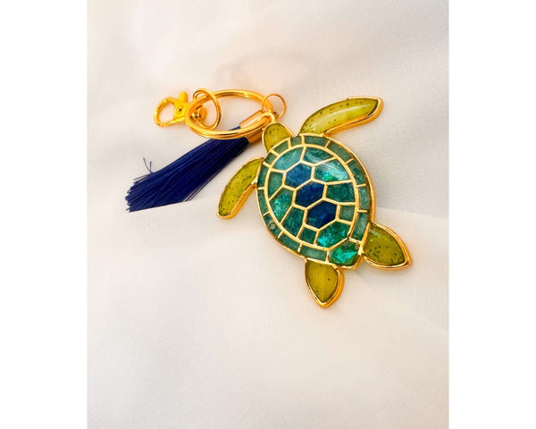 Turtle Bag Charm / Keychain - Handmade Ocean Inspired Turtle Treasures