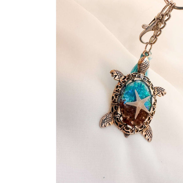 Turtle Bag Charm / Keychain - Handmade Ocean Inspired Turtle Treasures