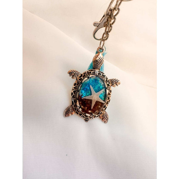Turtle Bag Charm / Keychain - Handmade Ocean Inspired Turtle Treasures