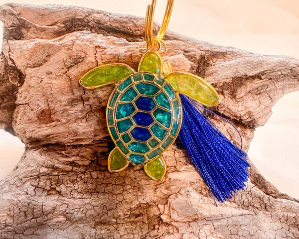 Turtle Bag Charm / Keychain - Handmade Ocean Inspired Turtle Treasures