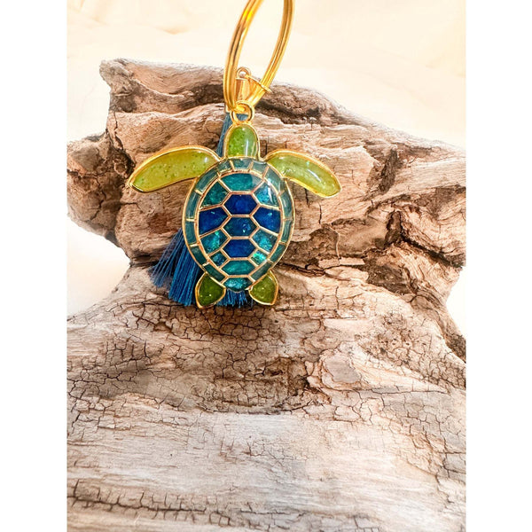 Turtle Bag Charm / Keychain - Handmade Ocean Inspired Turtle Treasures
