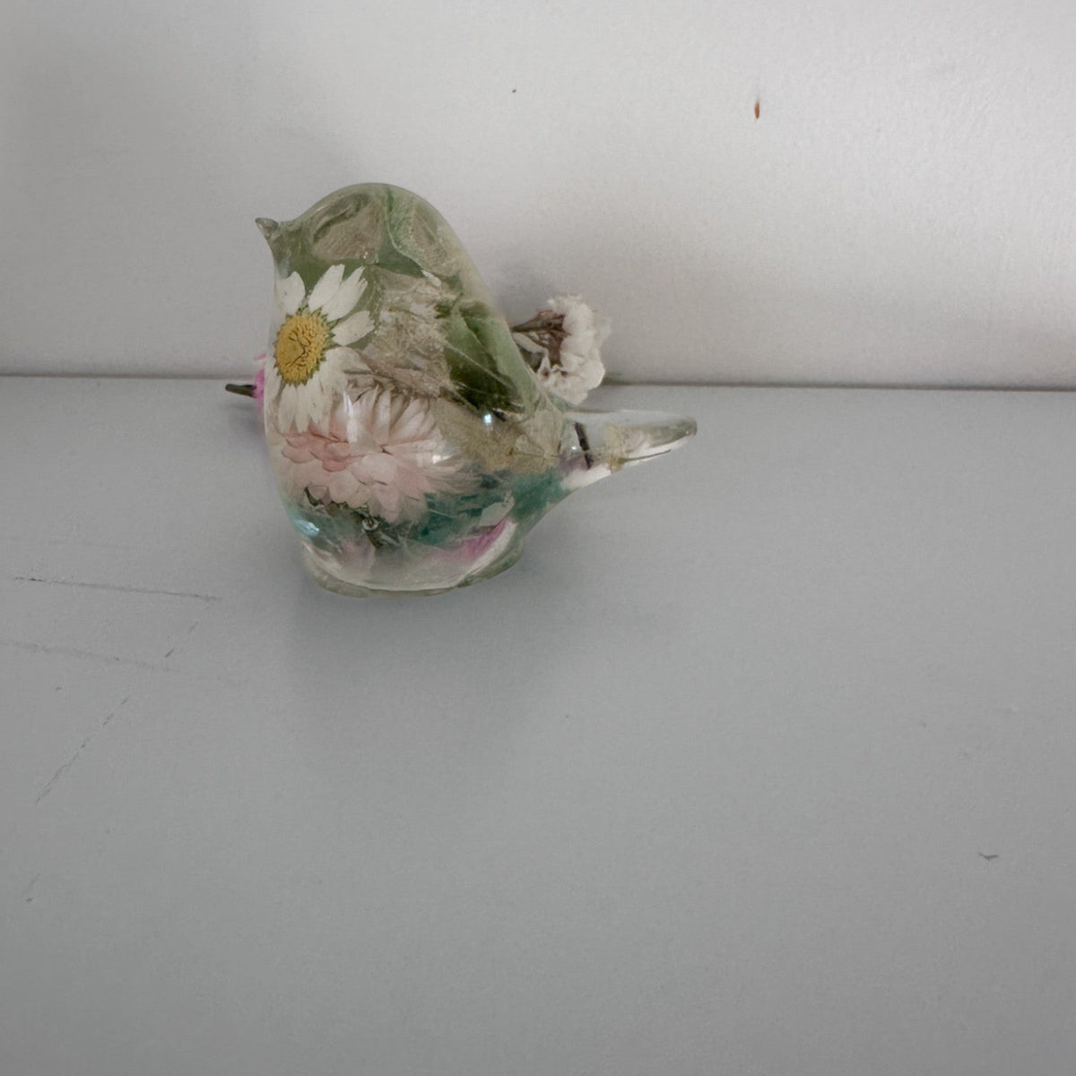 Spring Floral Bird – Handmade Resin Bird with Real Dried Flowers