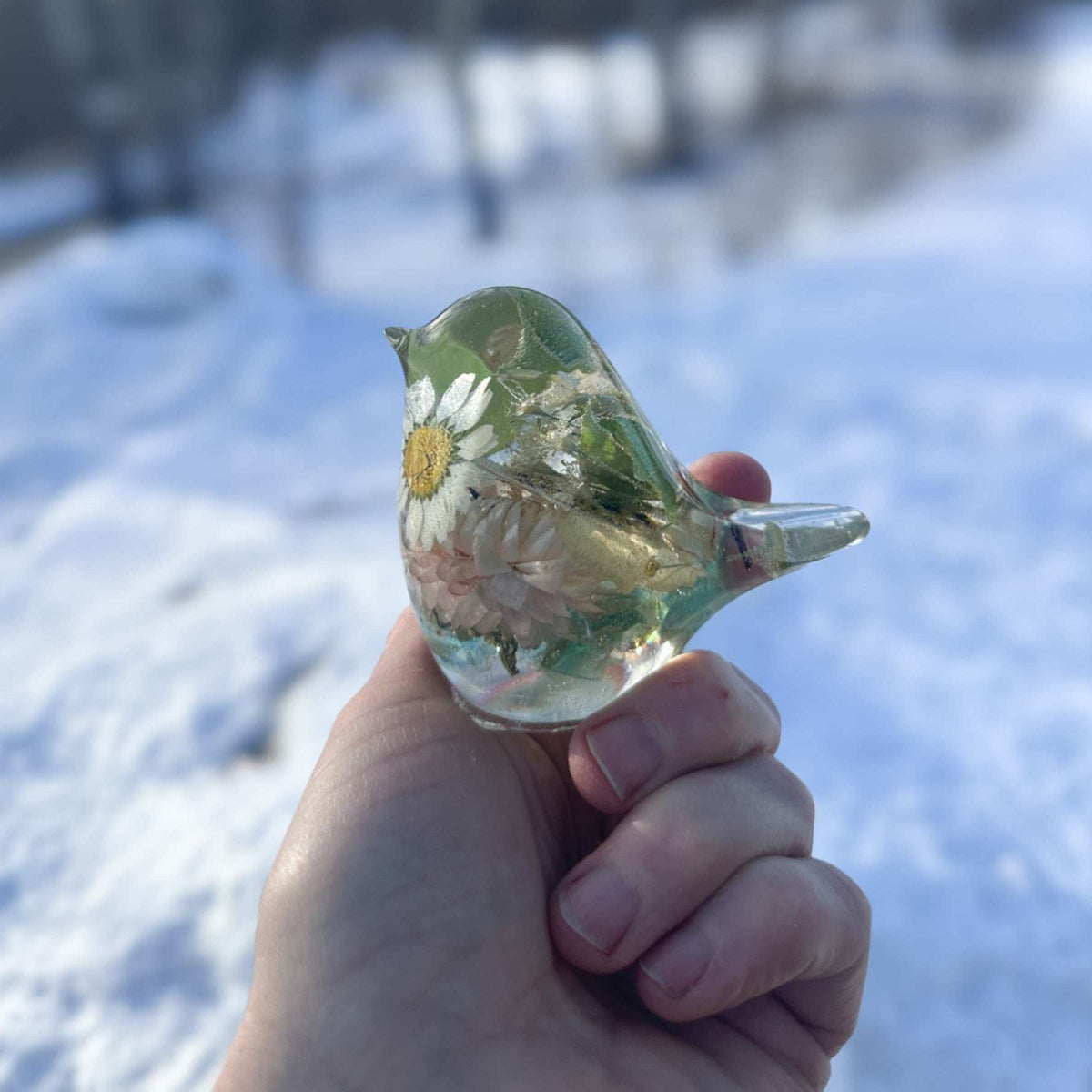 Spring Floral Bird – Handmade Resin Bird with Real Dried Flowers