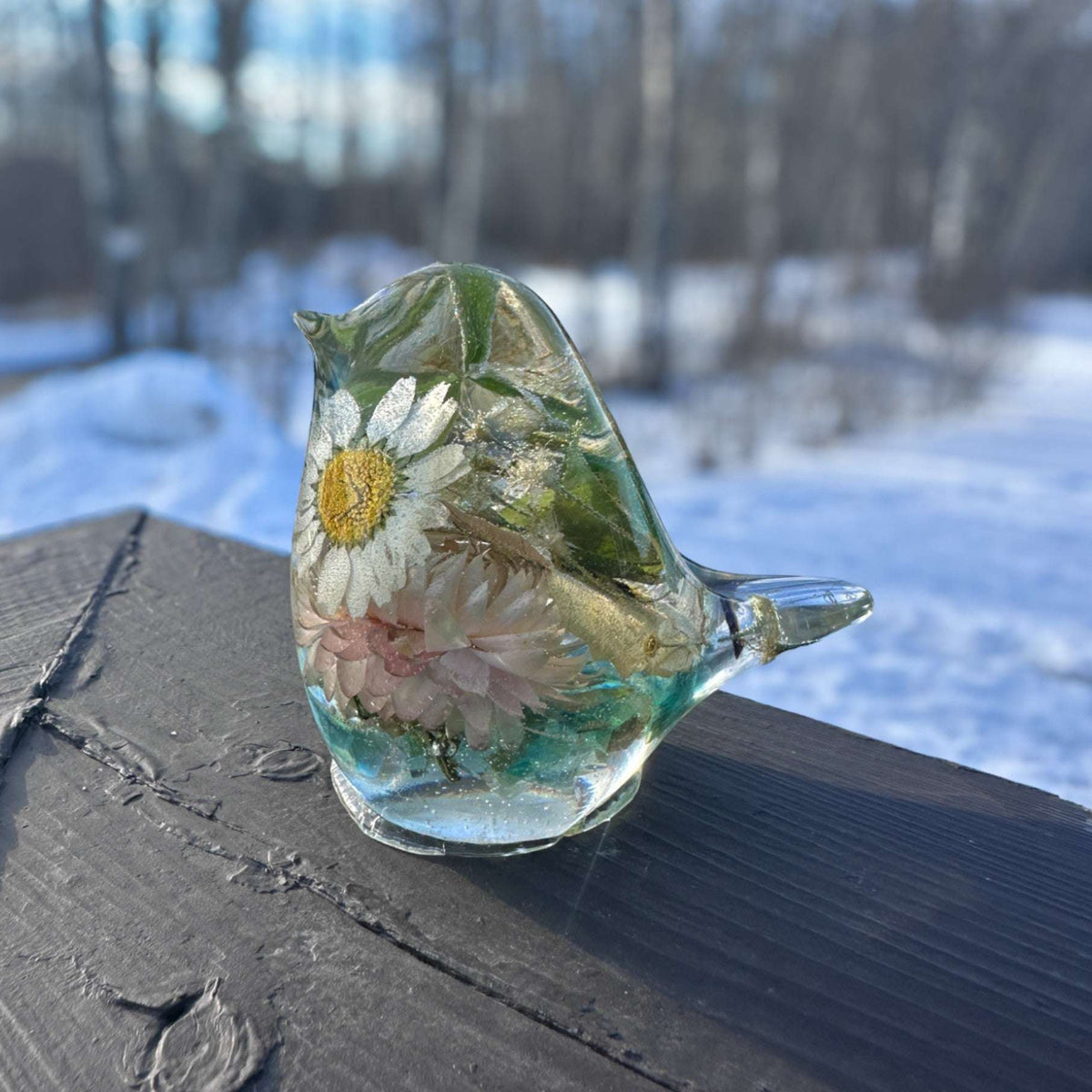 Spring Floral Bird – Handmade Resin Bird with Real Dried Flowers