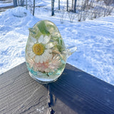 Spring Floral Bird – Handmade Resin Bird with Real Dried Flowers