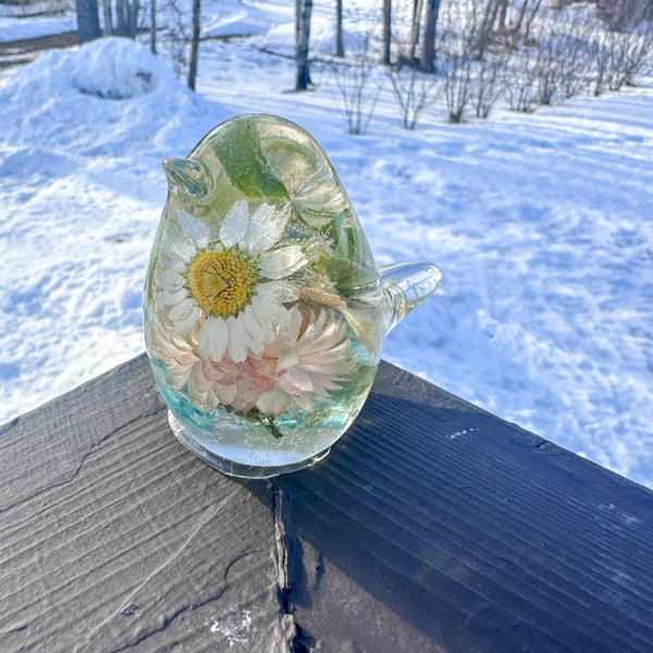 Spring Floral Bird – Handmade Resin Bird with Real Dried Flowers