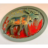 Northern Lights Moose - Handmade Forest Botanical Wall Resin Art
