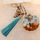 Ocean Seashell Bag Charm / Keychain - Handmade Resin Ocean Theme