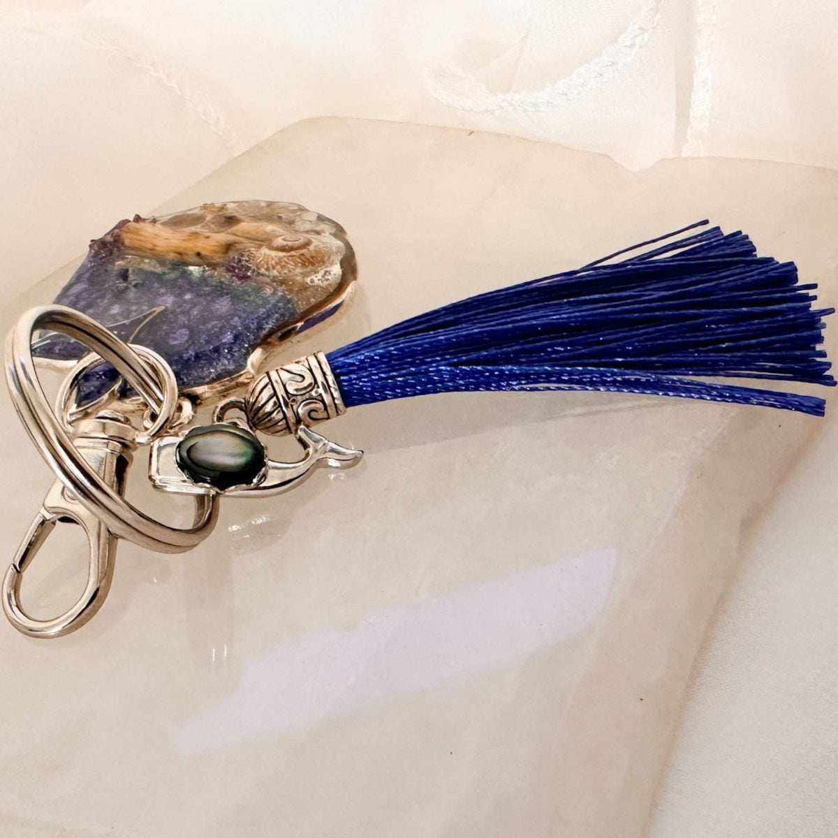Ocean Seashell Bag Charm / Keychain - Handmade Resin Ocean Theme