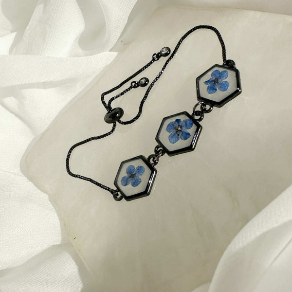 Forget-Me-Not Blossom Bracelet - Real Flower Handmade Resin Jewelry