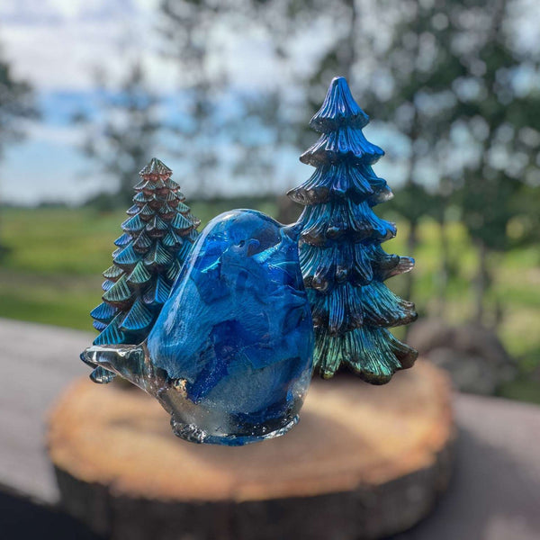 Blue Bird Serenade Ensemble - Blue Rose Resin Bird & Tree Decor