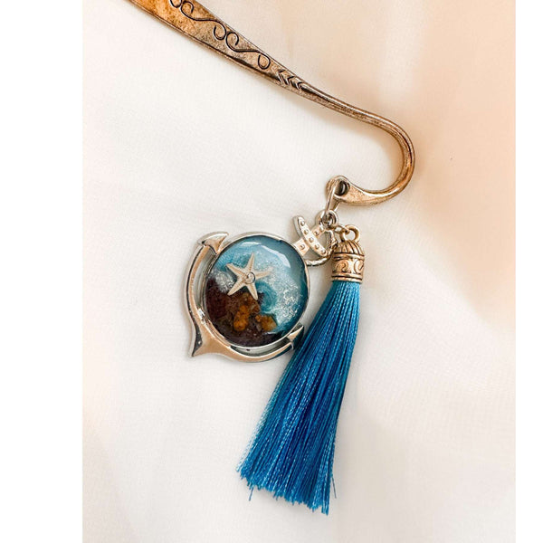 Ocean Whispers: Handcrafted Resin Bookmarks with Real Sand & Seashells