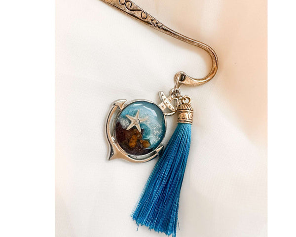 Ocean Whispers: Handcrafted Resin Bookmarks with Real Sand & Seashells