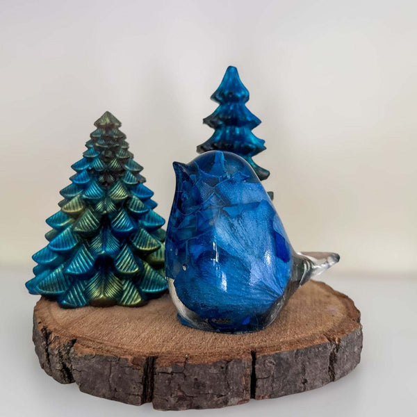 Blue Bird Serenade Ensemble - Blue Rose Resin Bird & Tree Decor