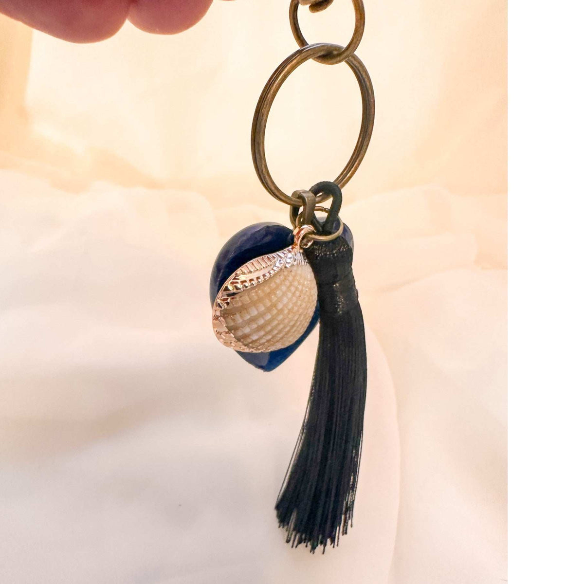 Ocean Dreamer Bag Charm / Keychain - Handmade Resin Seashell Charm