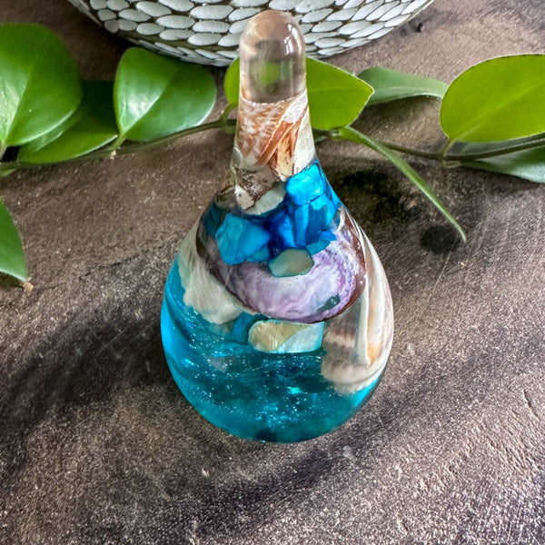 Seashell Serenade Ring Holder with Real Seashells and Sand