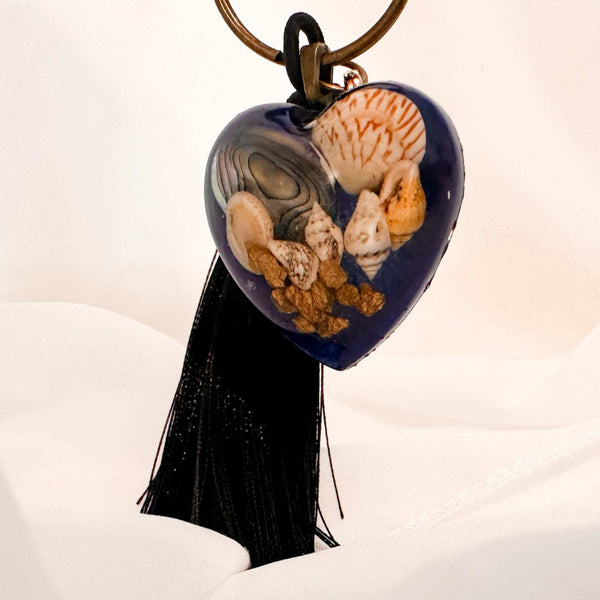 Ocean Dreamer Bag Charm / Keychain - Handmade Resin Seashell Charm