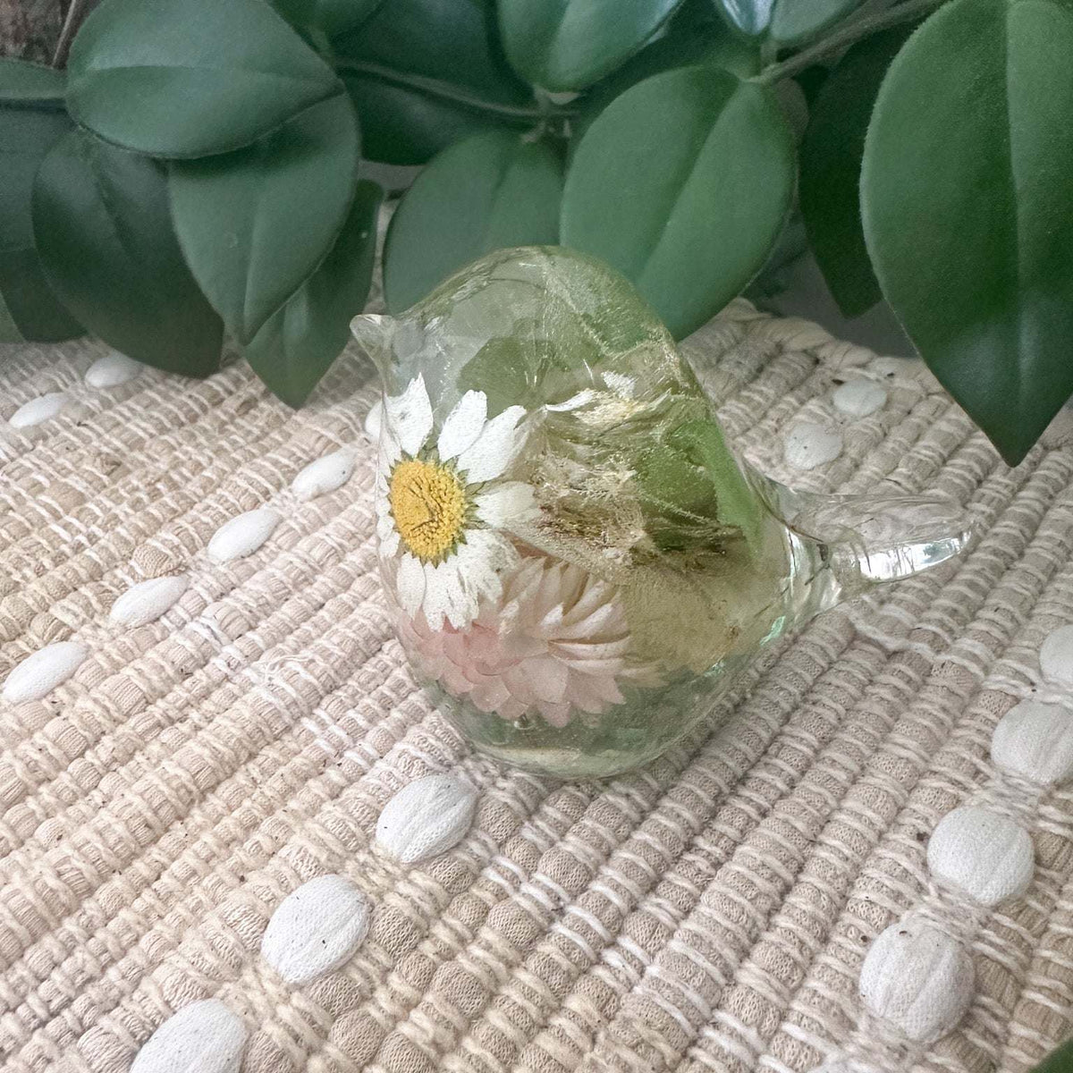 Spring Floral Bird – Handmade Resin Bird with Real Dried Flowers