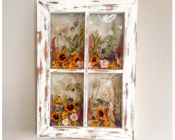 Enchanted Meadow - Handmade Rustic Wildflower Window Wall Art