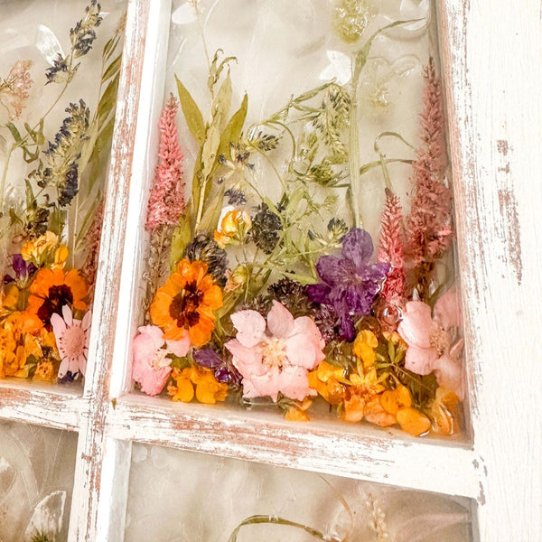 Enchanted Meadow - Handmade Rustic Wildflower Window Wall Art