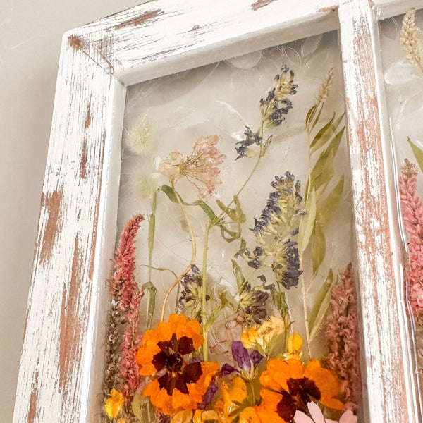 Enchanted Meadow - Handmade Rustic Wildflower Window Wall Art