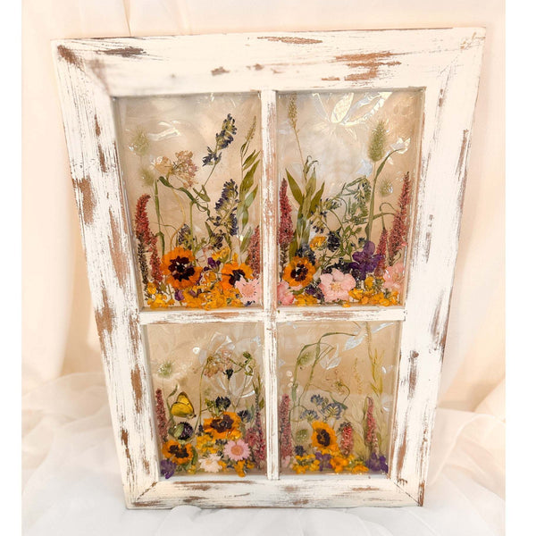 Enchanted Meadow - Handmade Rustic Wildflower Window Wall Art