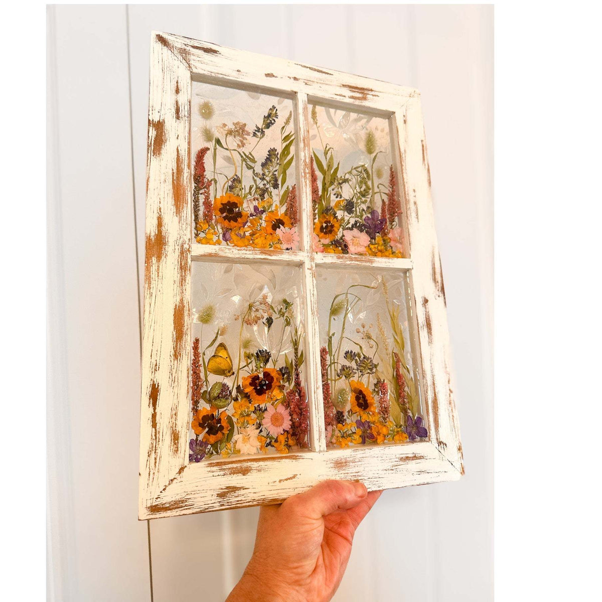 Enchanted Meadow - Handmade Rustic Wildflower Window Wall Art