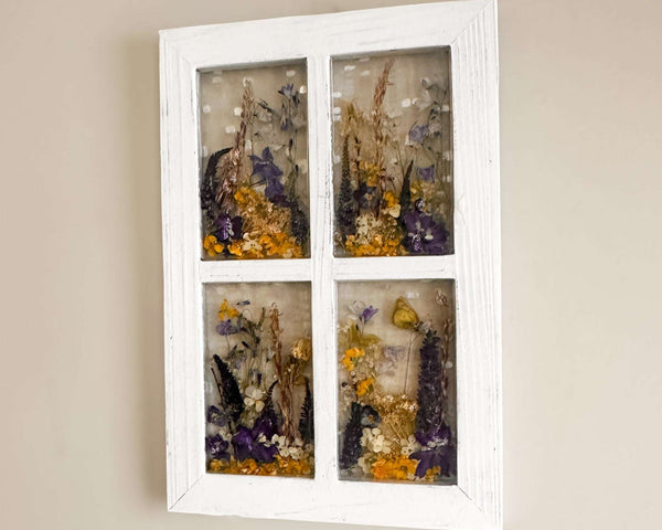 Garden Window - Handmade Real Flower Wood Everlasting Window Art