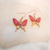 Butterfly - Golden Garden Wings - Handmade Dried Flower Resin Earrings