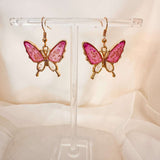 Butterfly - Golden Garden Wings - Handmade Dried Flower Resin Earrings