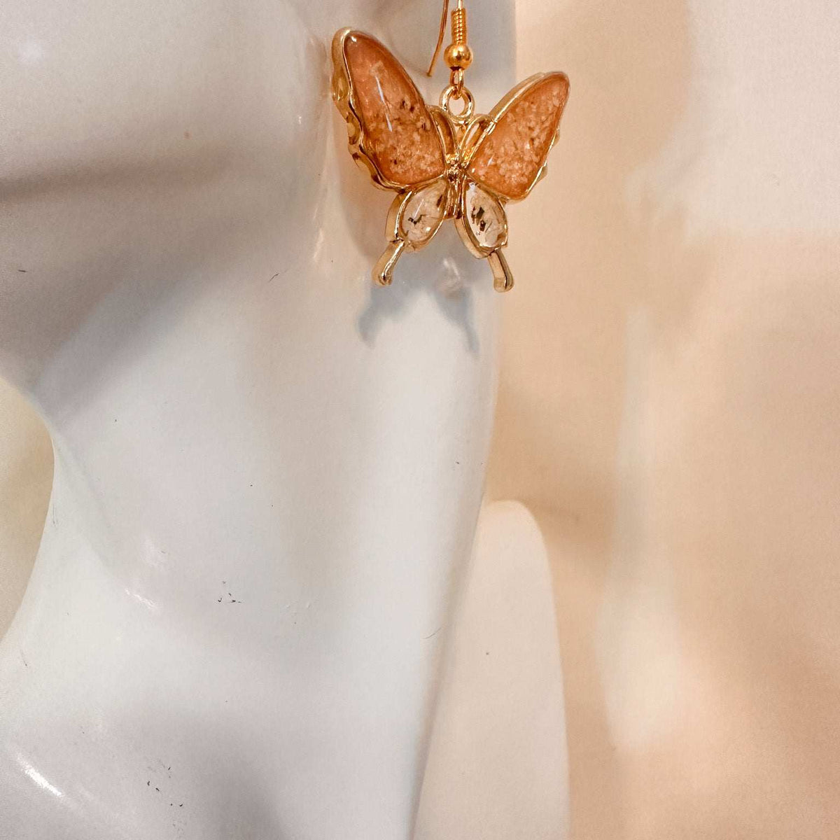 Butterfly - Golden Garden Wings - Handmade Dried Flower Resin Earrings