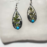 Boho Silver Mushroom Garden Drop Earrings - Enchanted Forest Earrings