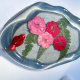 Tray - Enchanted Rose Garden Cardinal Trinket Tray - Handmade Decor