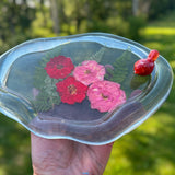 Tray - Enchanted Rose Garden Cardinal Trinket Tray - Handmade Decor