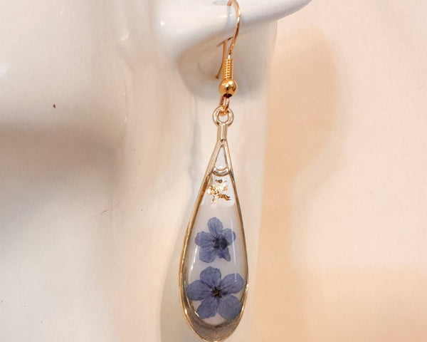 Forget-Me-Not Teardrop Earrings - Handmade Gold Teardrop Earrings