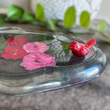 Tray - Enchanted Rose Garden Cardinal Trinket Tray - Handmade Decor