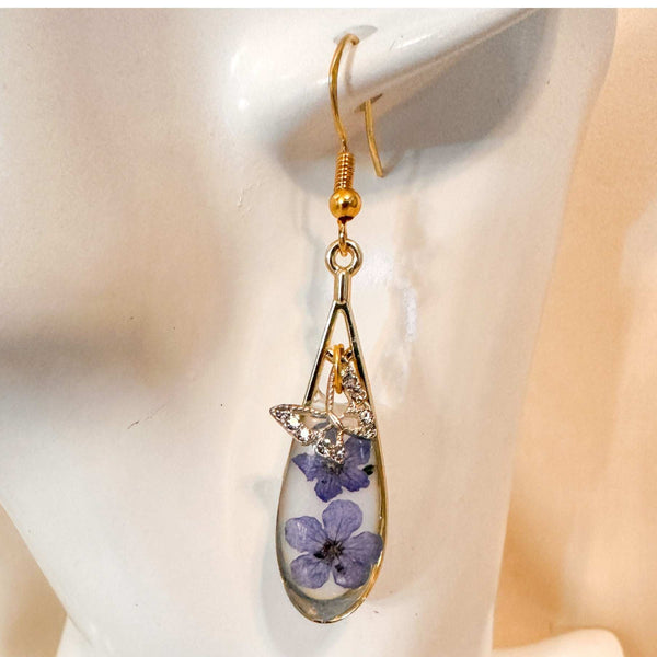 Forget-Me-Not Teardrop Earrings - Handmade Gold Teardrop Earrings