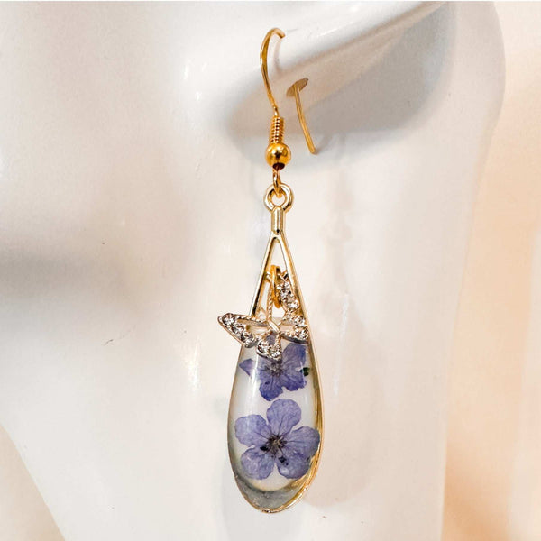 Forget-Me-Not Teardrop Earrings - Handmade Gold Teardrop Earrings