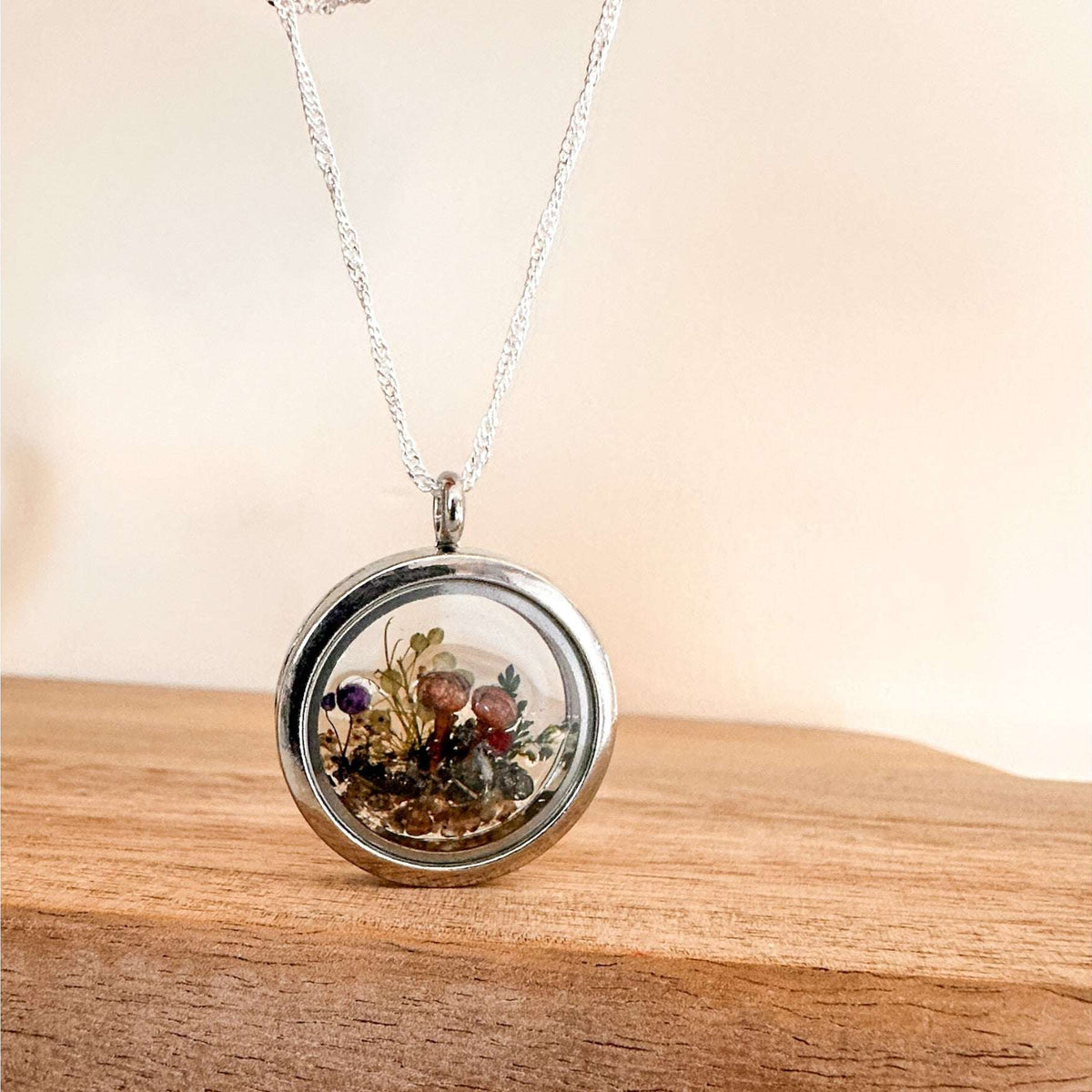Boreal Forest Looking Glass Pendant – Handmade Botanical Forest Art