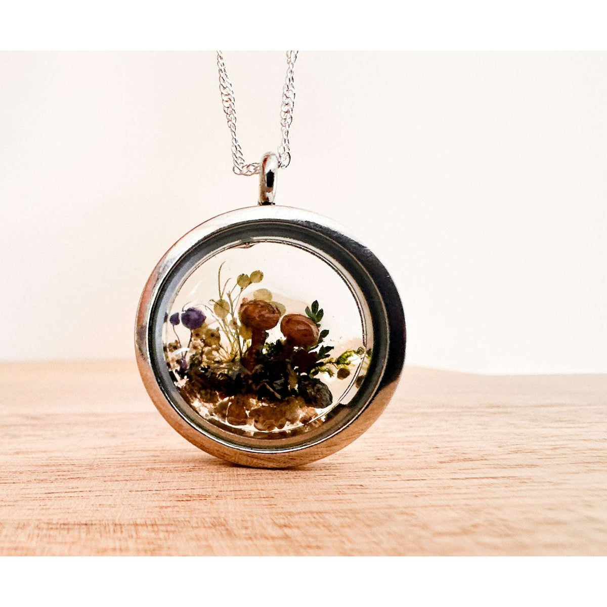 Boreal Forest Looking Glass Pendant – Handmade Botanical Forest Art