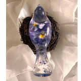 Purple Pansy Botanical Bird - Handmade Resin Floral Home Decor