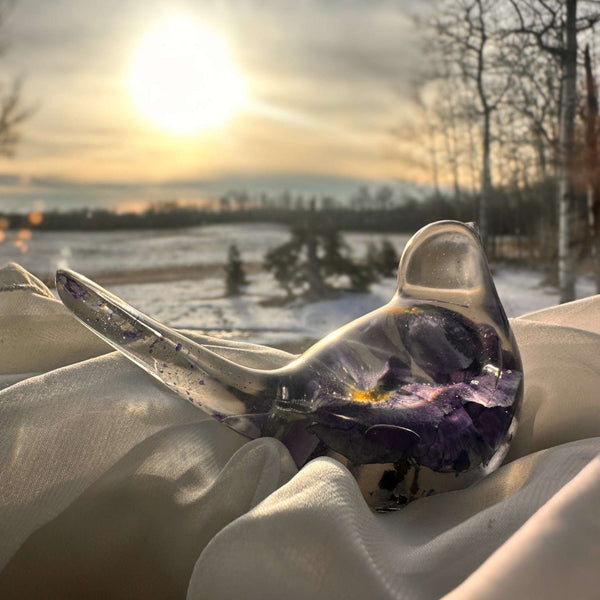 Purple Pansy Botanical Bird - Handmade Resin Floral Home Decor