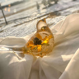 Golden Meadow Bloom Resin Bird - Handmade Botanical Home Decor