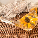 Golden Meadow Bloom Resin Bird - Handmade Botanical Home Decor